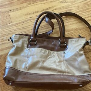 Tignanello Brown and Cream Satchel Timeless Leather Design